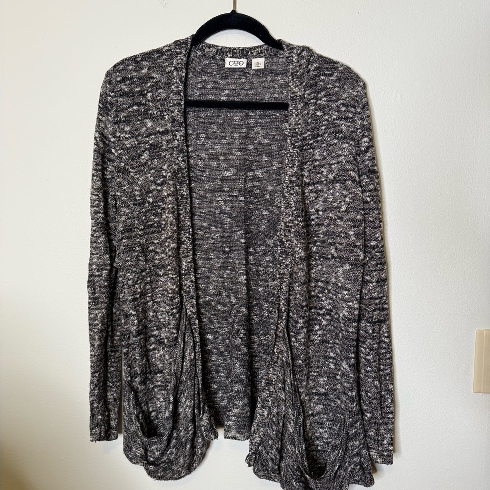 Cato Black and White Open-Front Cardigan